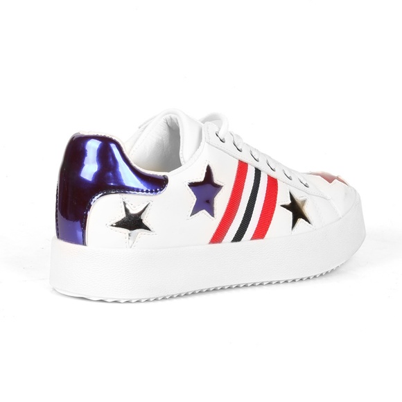Stars and Stripes Women's Platform Sneakers - Picture 2 of 3